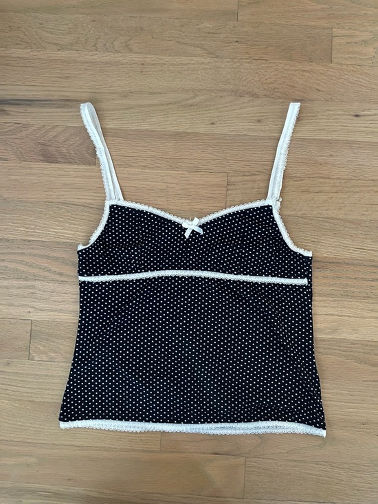 Edikted Tops - EDIKTED Black Polka Dot Lace-Trim Cami Top